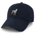 Navy dad hat with Mini Boston Terrier Skeleton With Socks Halloween patch on front
