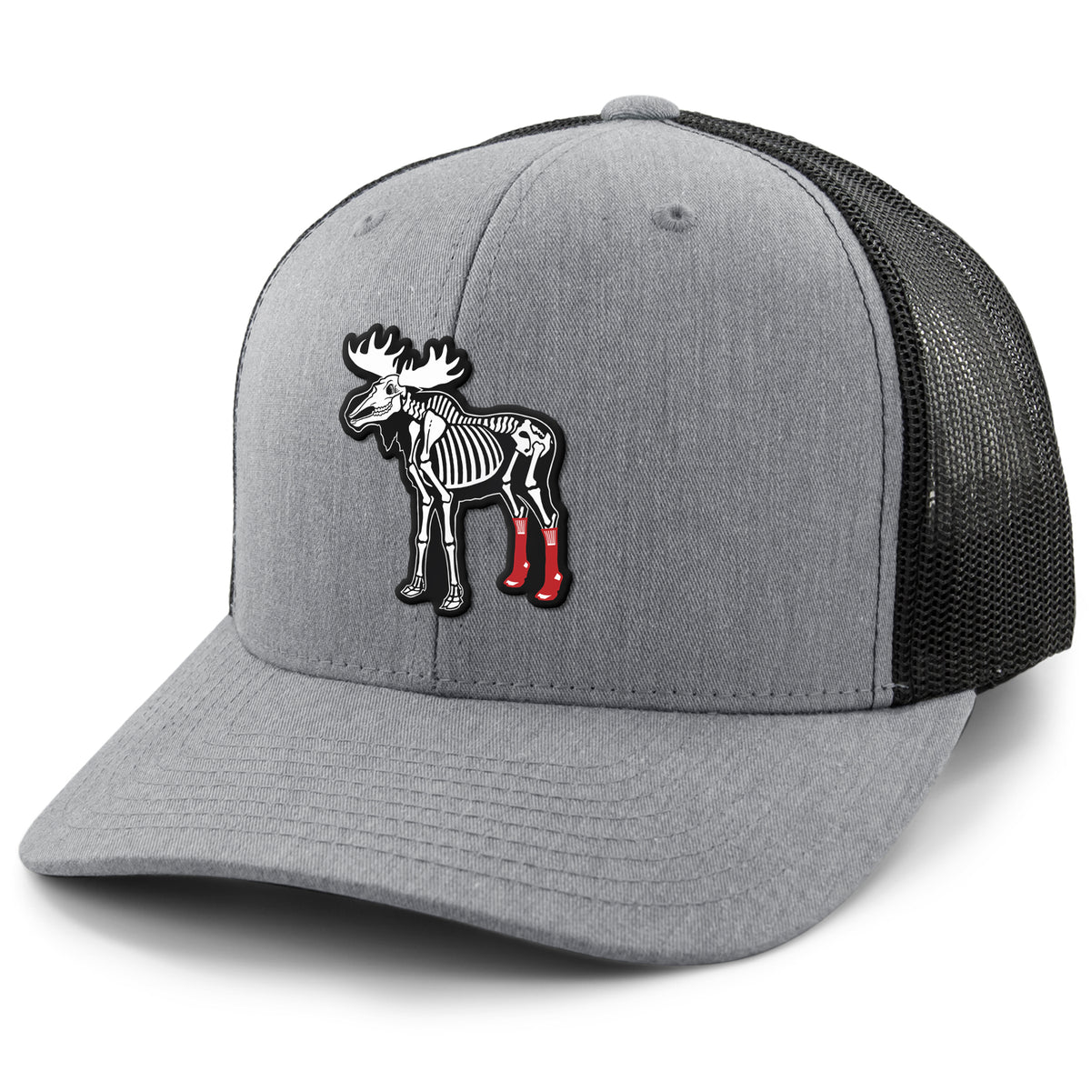 Back mesh view of Moose Skeleton With Socks snapback trucker hat