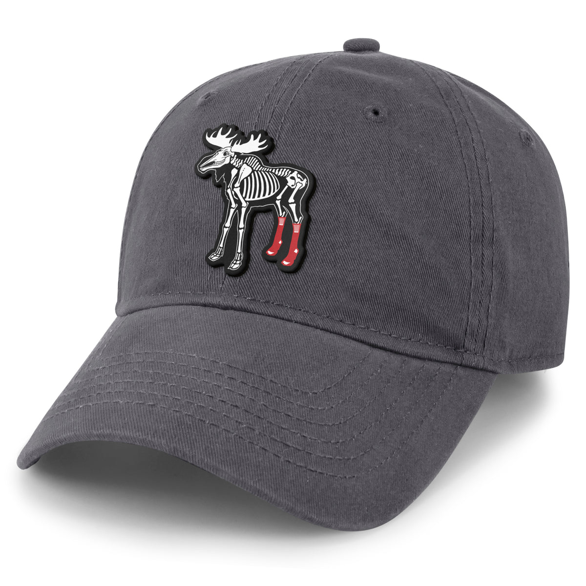 Back view of Moose Skeleton With Socks dad hat with adjustable strap