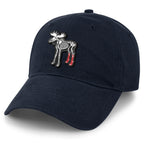 Navy dad hat with Moose Skeleton With Socks Halloween patch on front