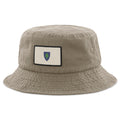 Khaki bucket hat with Vintage Massachusetts Flag printed leather patch
