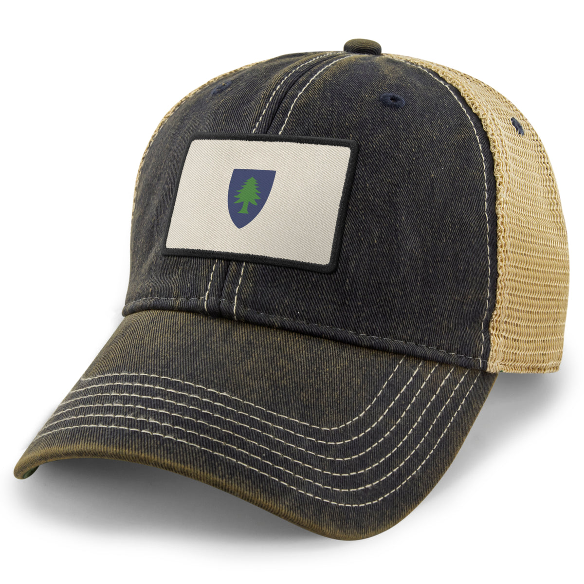 Side view of Vintage Massachusetts Flag Dirty Water Trucker Hat