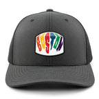 Back mesh view of Boston Rainbow Paint snapback trucker hat