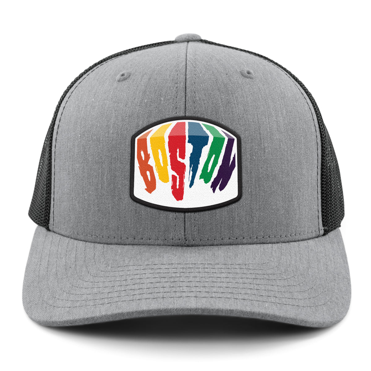 Boston Rainbow Paint snapback trucker profile view