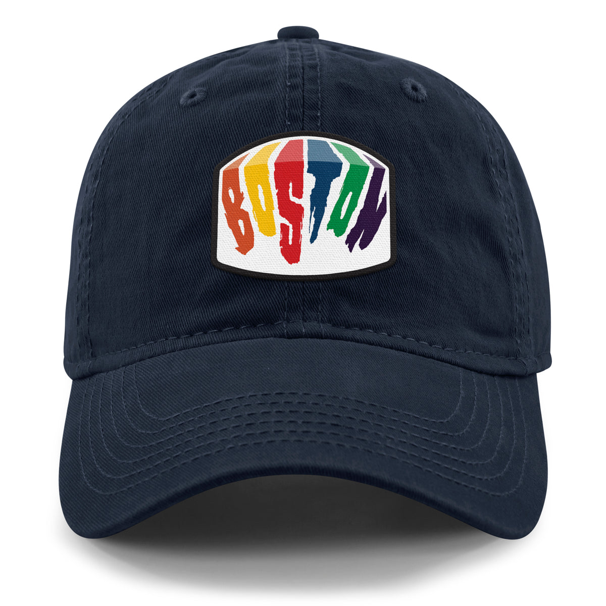 Black dad hat with Boston Rainbow Paint printed leather patch