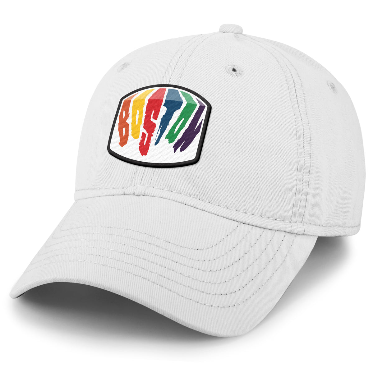 Boston Rainbow Paint dad hat profile view