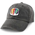 Charcoal washed dad hat with Boston Rainbow Paint printed leather patch