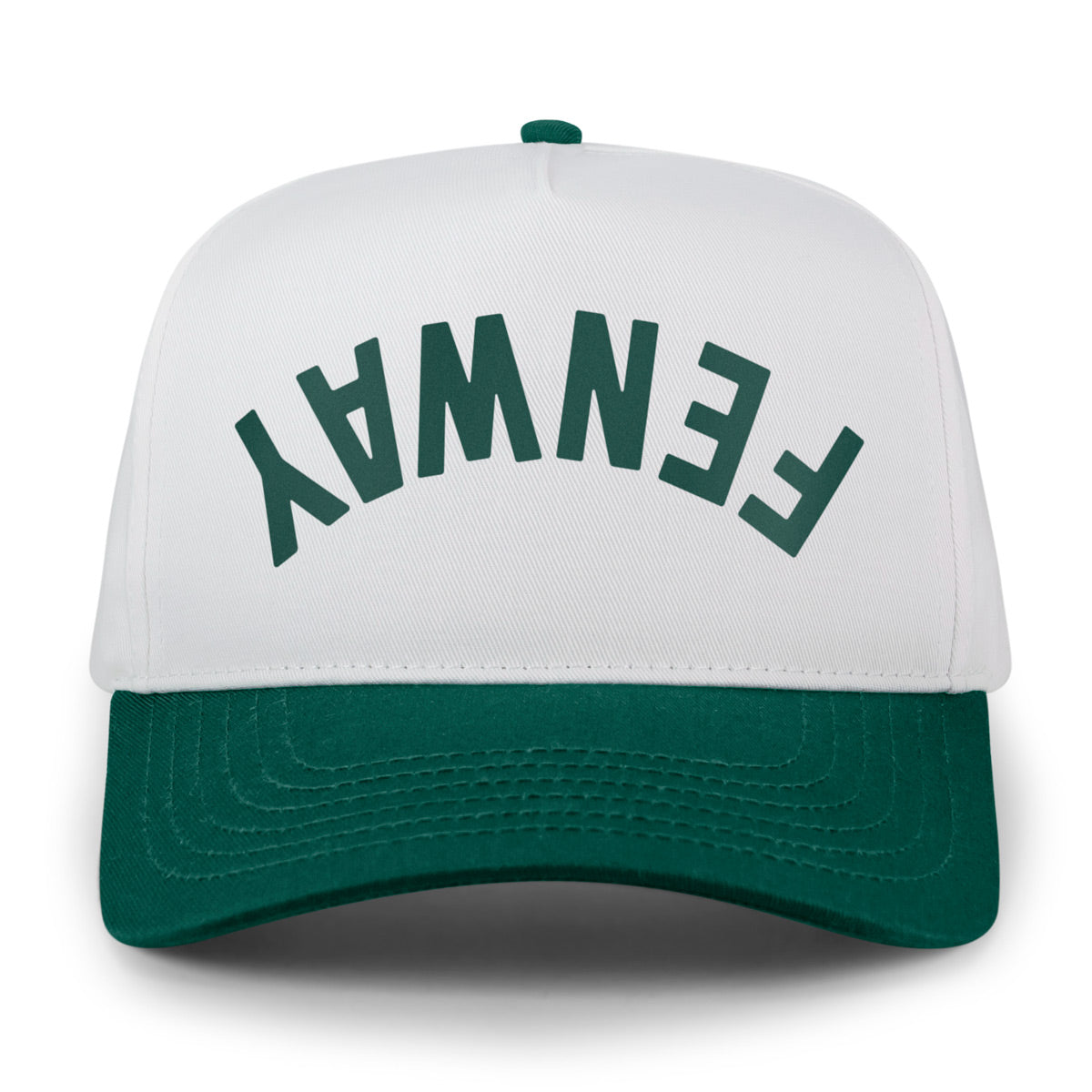Side view of Fenway Upside Down Arch retro snapback hat