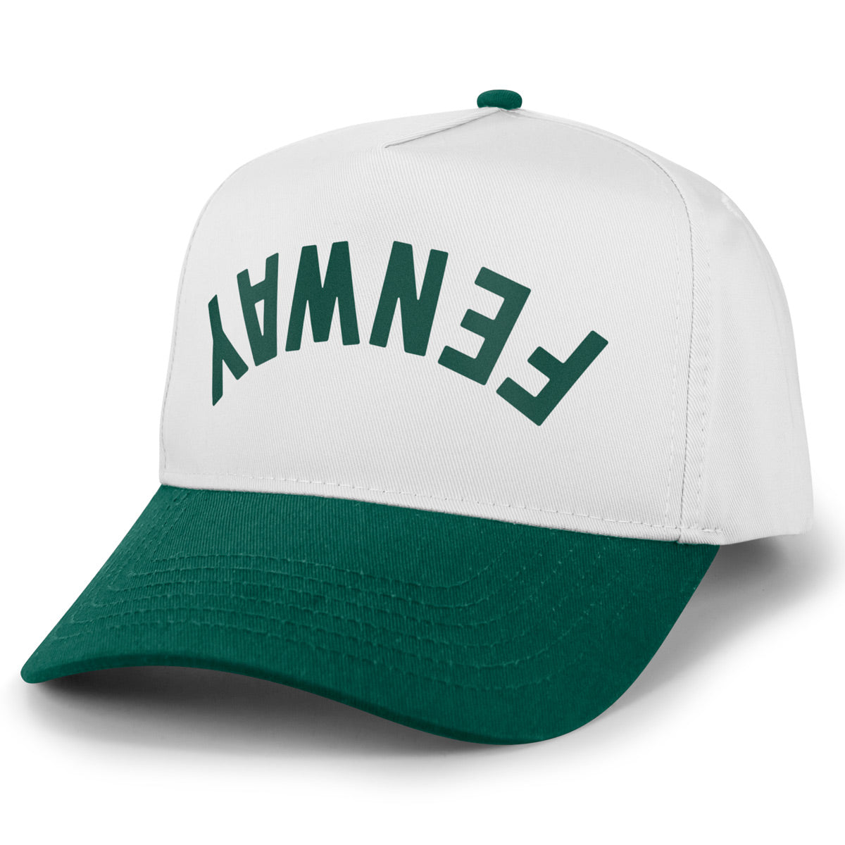 Fenway Upside Down Arch leather patch detail on retro snapback