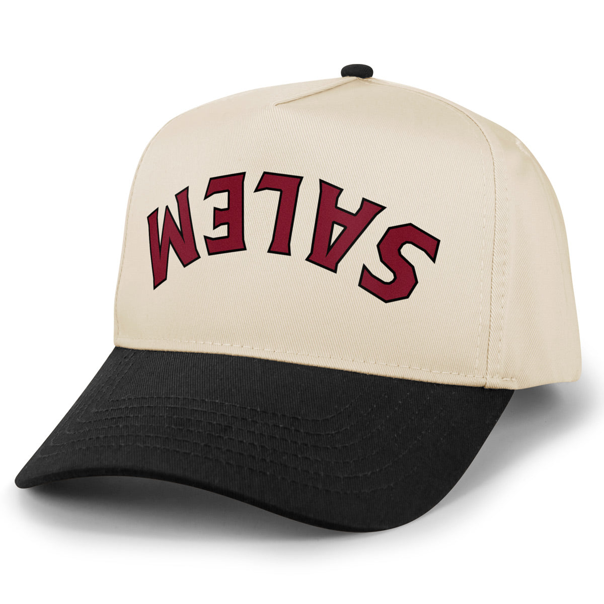 Salem Upside Down Arch Retro Snapback Hat in Black/Stone