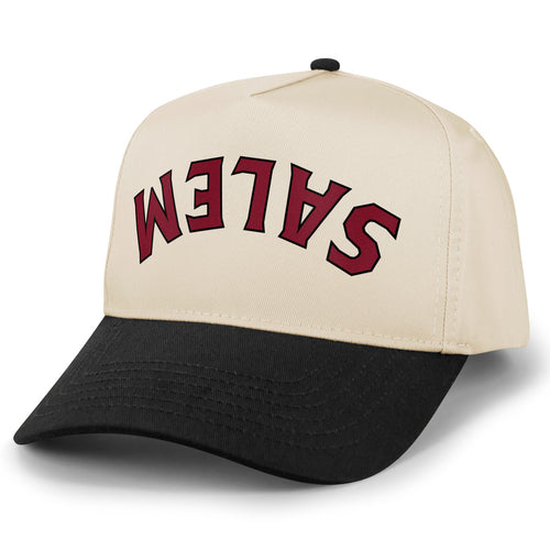 Salem Upside Down Arch Retro Snapback Hat in Black/Stone