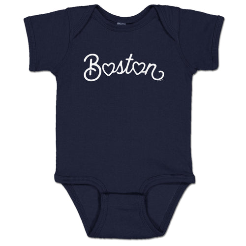 Boston Heart Script Infant One Piece - Chowdaheadz
