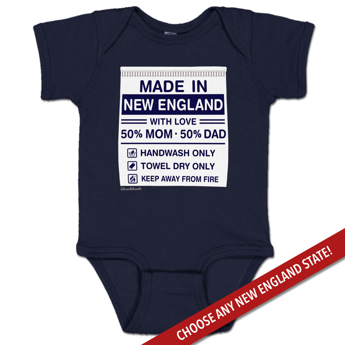 Made In [New England State] Care Tag Infant One Piece