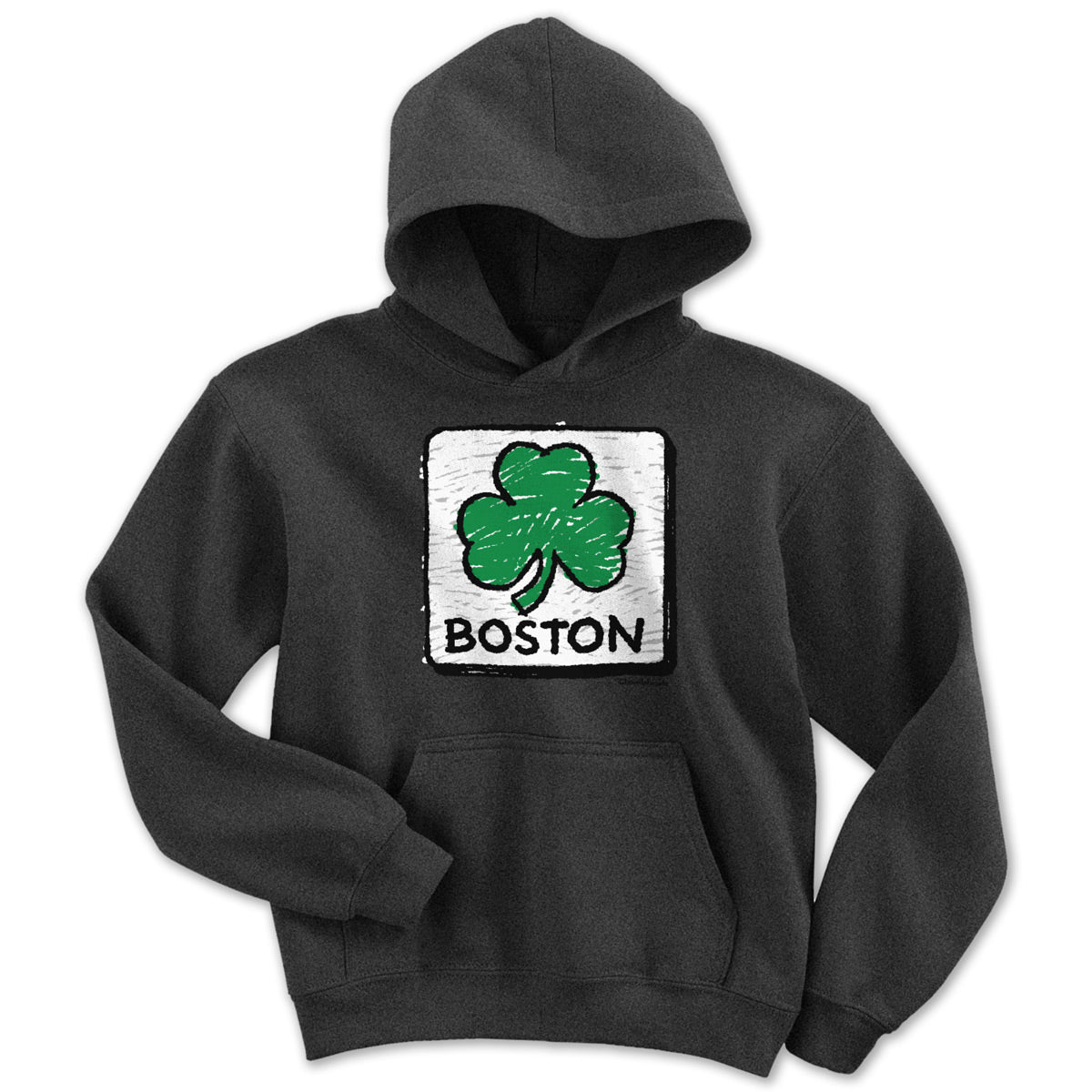 Crayon Boston Shamrock Sign Youth Hoodie