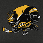 Close-up of the Big Bad Boston Bear hockey design on charcoal