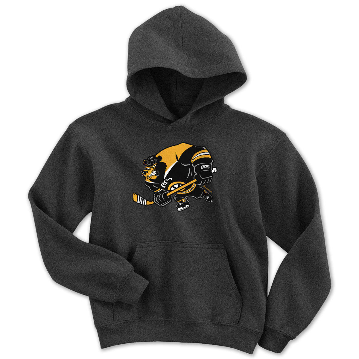 Big Bad Boston Bear Youth Hoodie in charcoal
