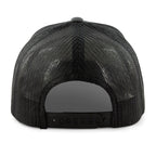 Navy snapback trucker hat with Boston Rainbow Paint printed leather patch