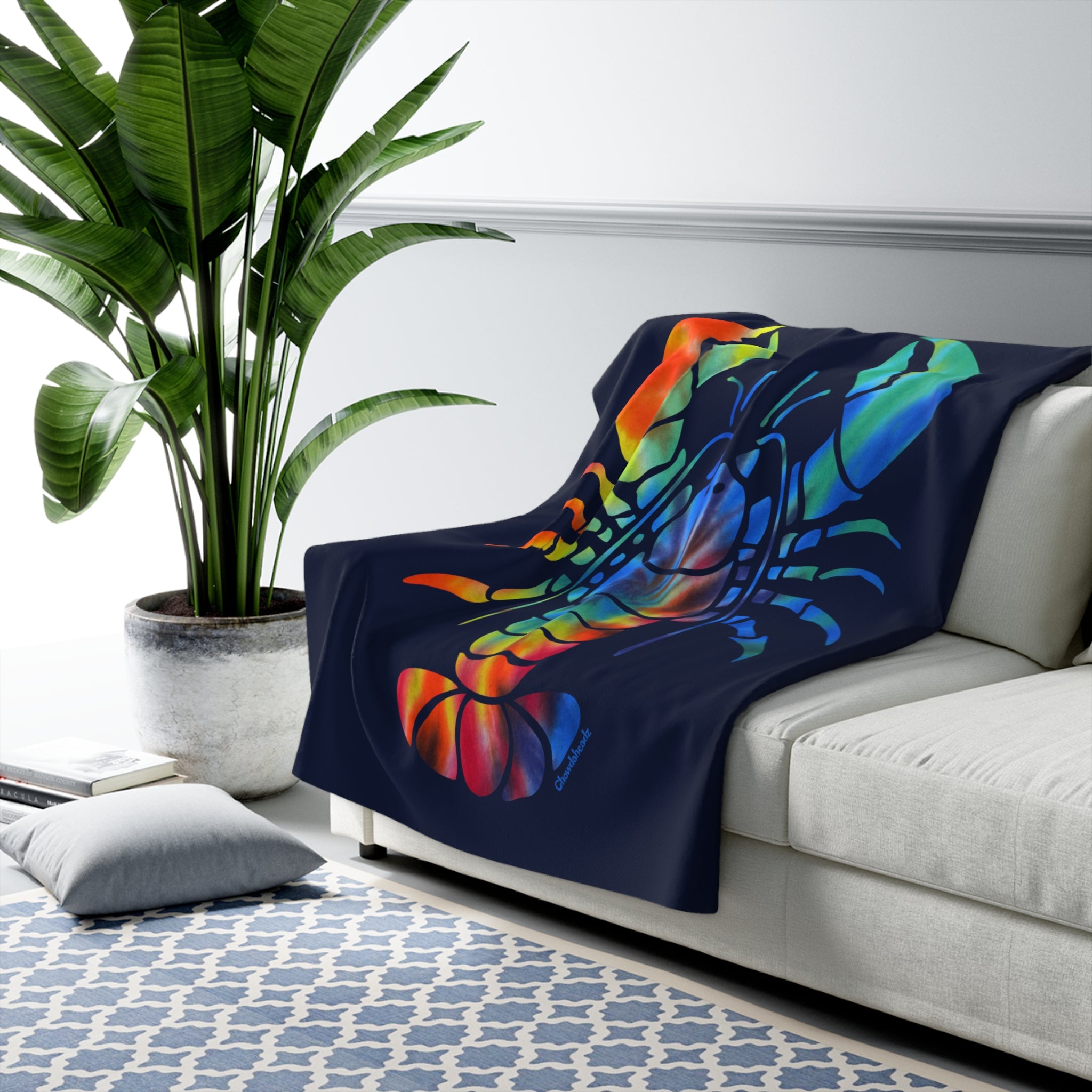 Tie Dye Lobstah Sherpa Fleece Blanket - Chowdaheadz