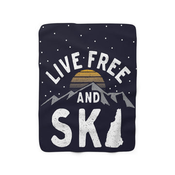 Live Free And Ski Sherpa Fleece Blanket - Chowdaheadz