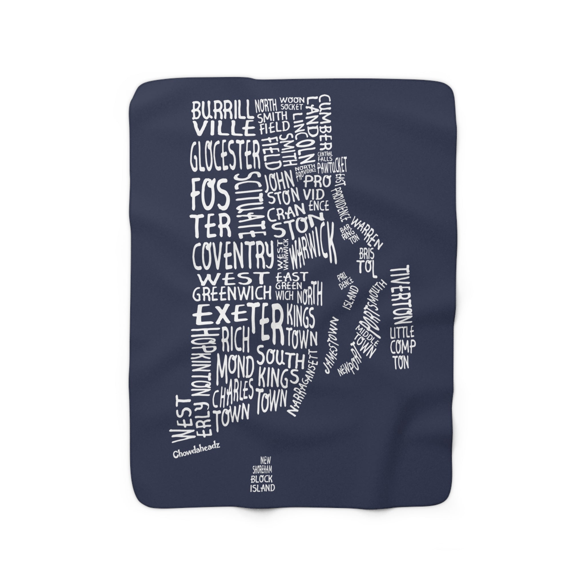 Rhode Island Cities & Towns Sherpa Fleece Blanket - Chowdaheadz