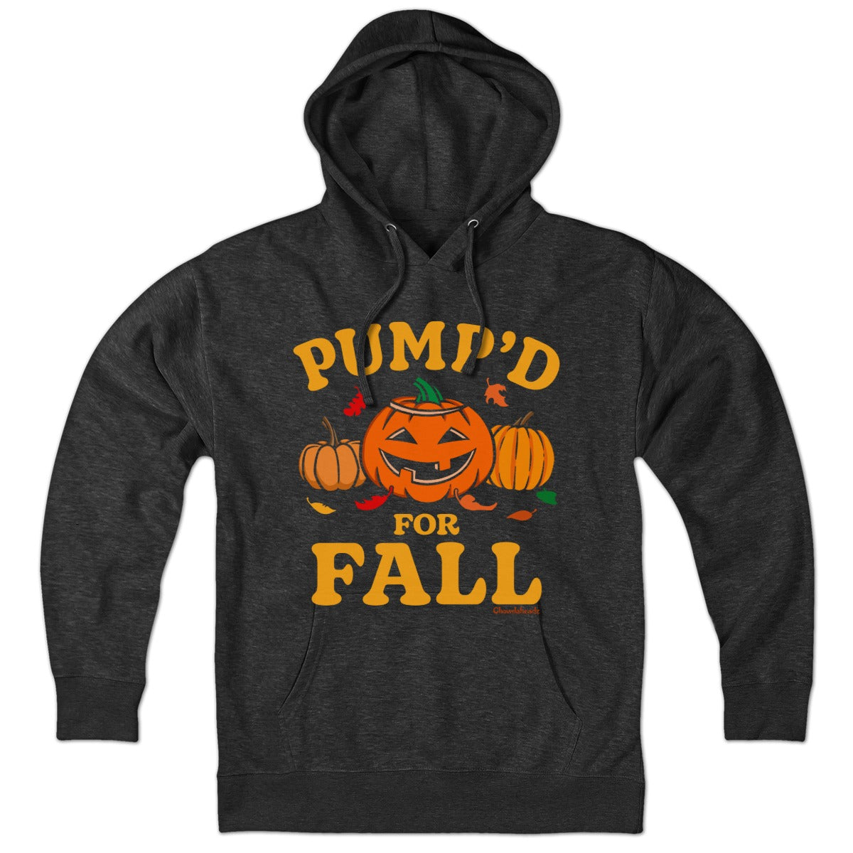 Hoodie in Charcoal with Pump'd For Fall Pumpkins graphic