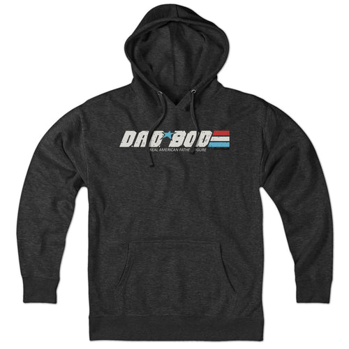 Hoodie in Charcoal with D.A.D. BOD A Real American Figure graphic