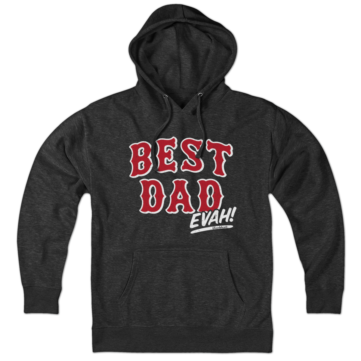 Best Dad Evah Home Team Baseball hoodie in charcoal — Boston baseball dad hoodie