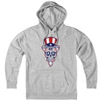 Hoodie in Gray with Uncle Sam Patriotic Dead Head graphic
