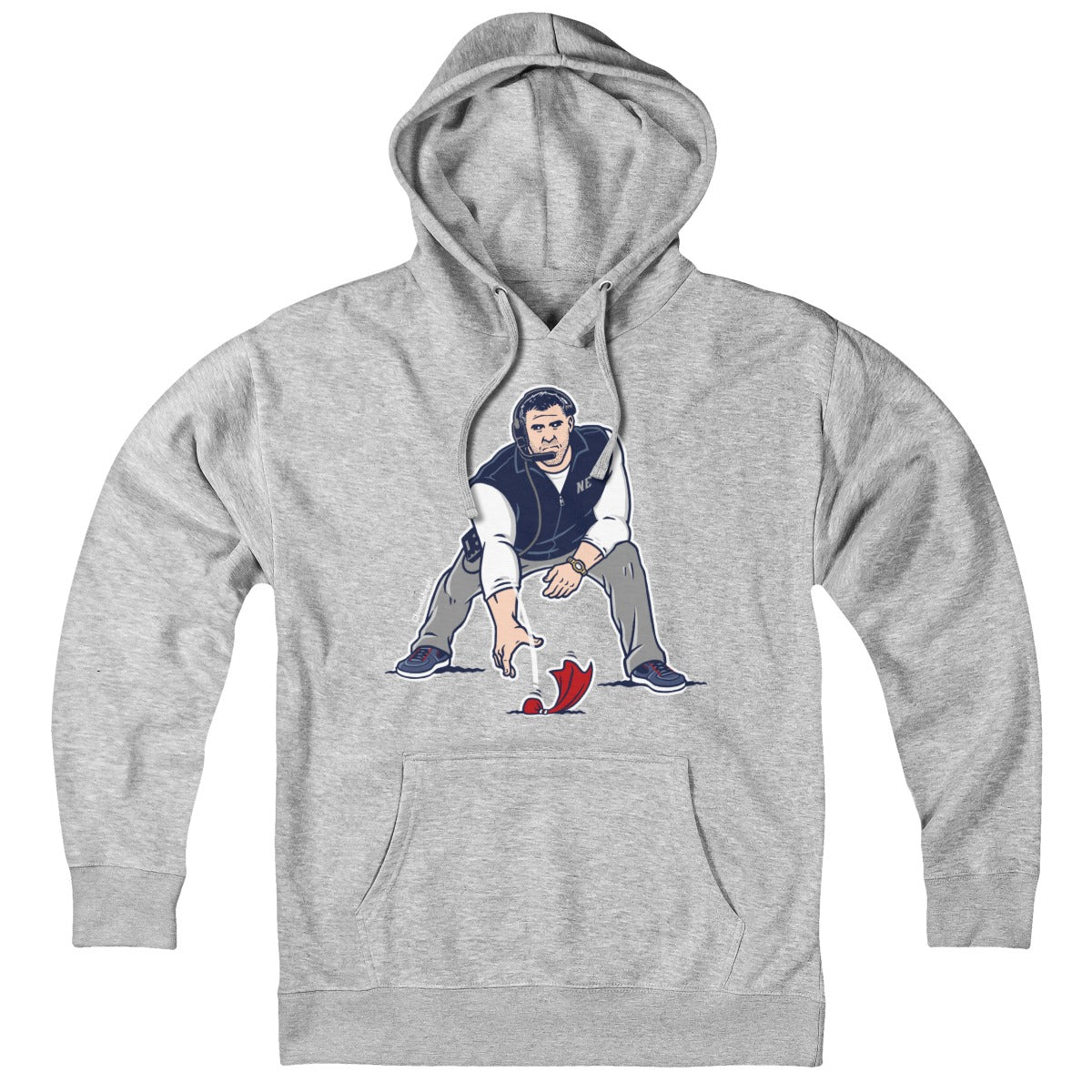 Hoodie in Gray with Three Point Stance Coach New England football graphic