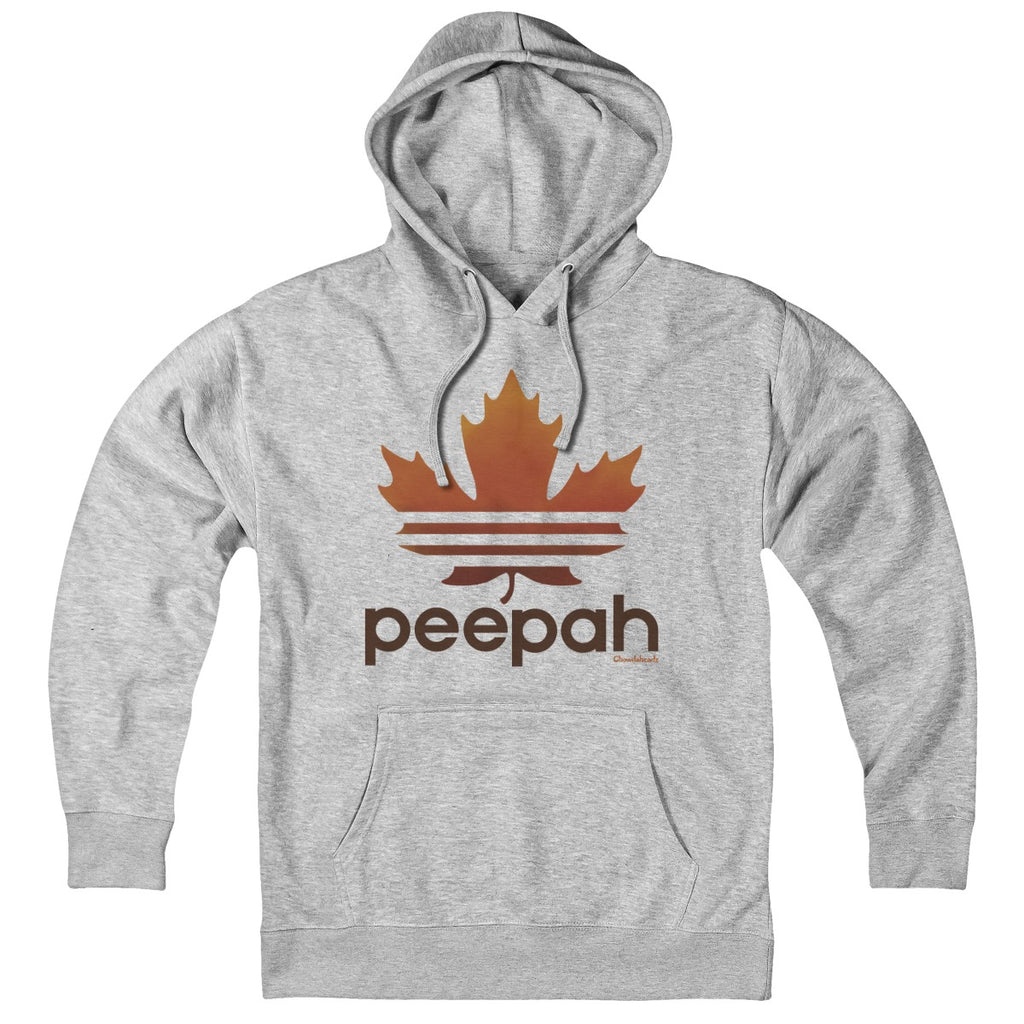 Hoodie in Gray with Leaf Peepah New England fall foliage graphic