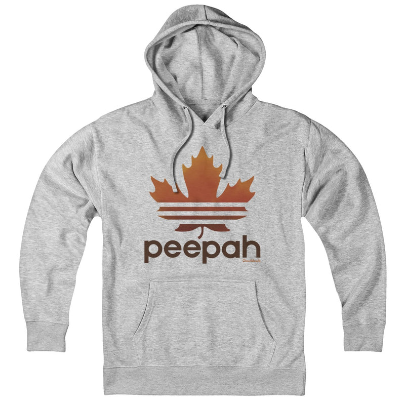 Hoodie in Gray with Leaf Peepah New England fall foliage graphic