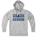Hoodie in Gray with Shark Season Cape Cod graphic
