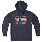 Hoodie in Heather Blue with What Can Brown Do For You? New England football graphic
