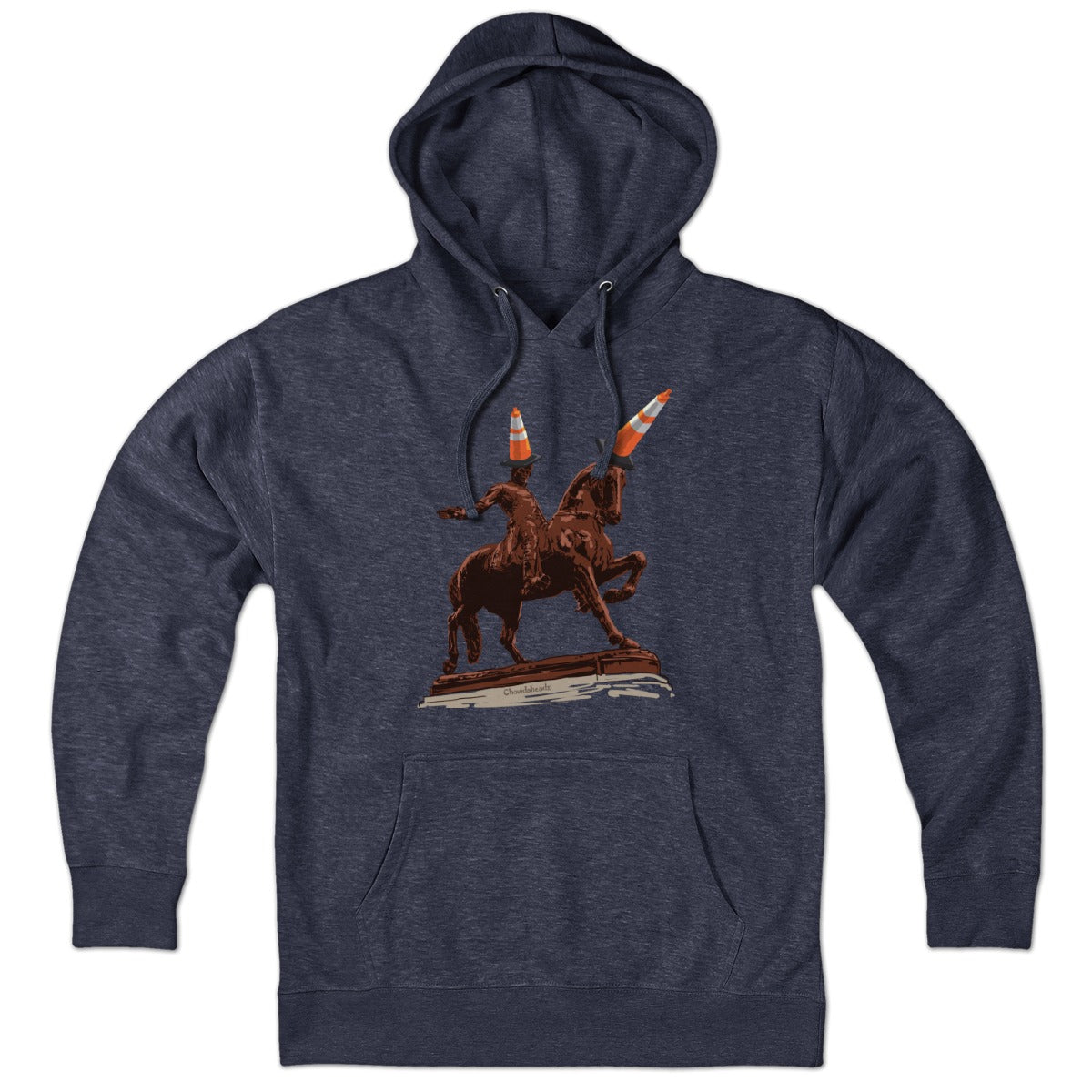 Hoodie in Heather Blue with The Scottish Were Here heritage graphic