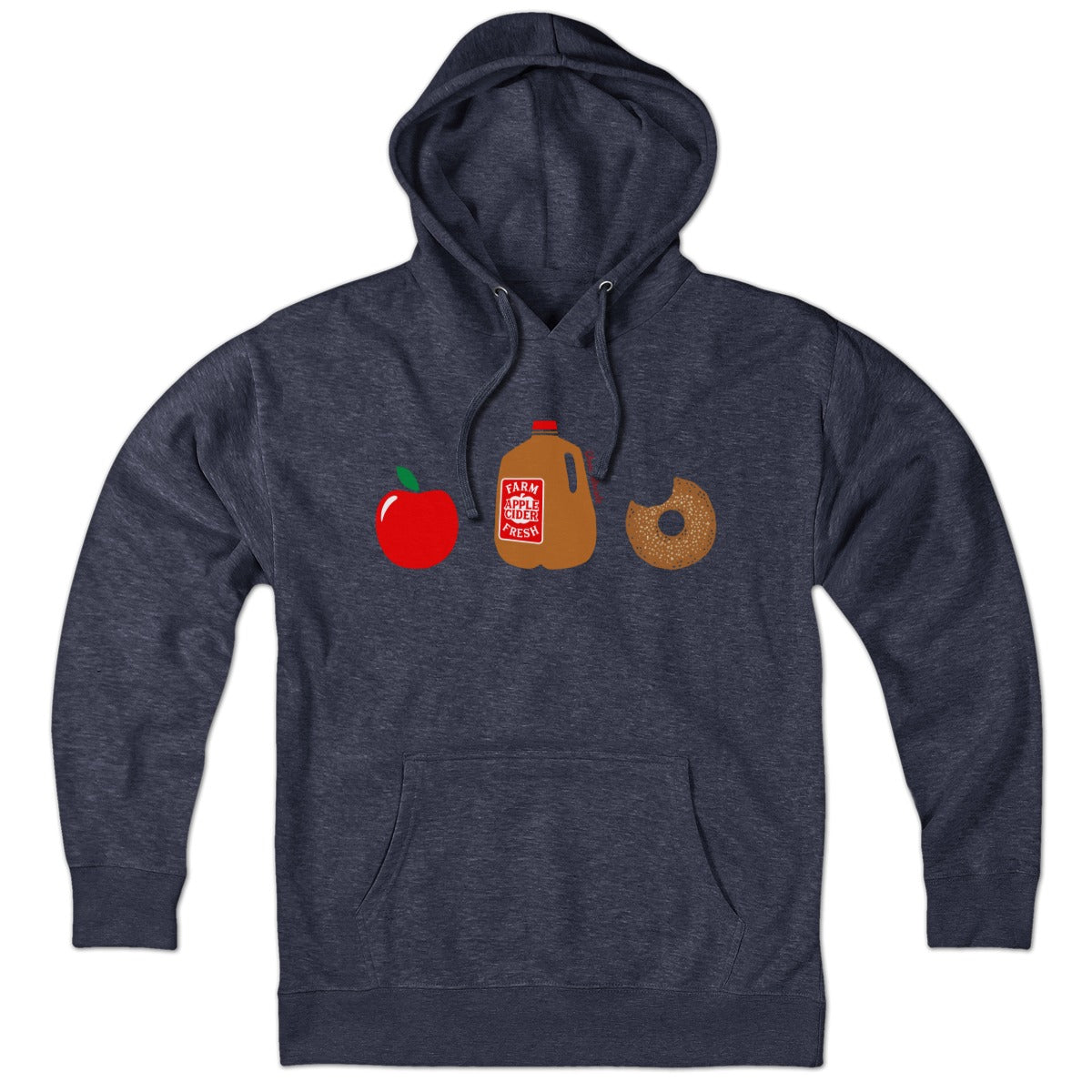 Hoodie in Heather Blue featuring apple cider donut design