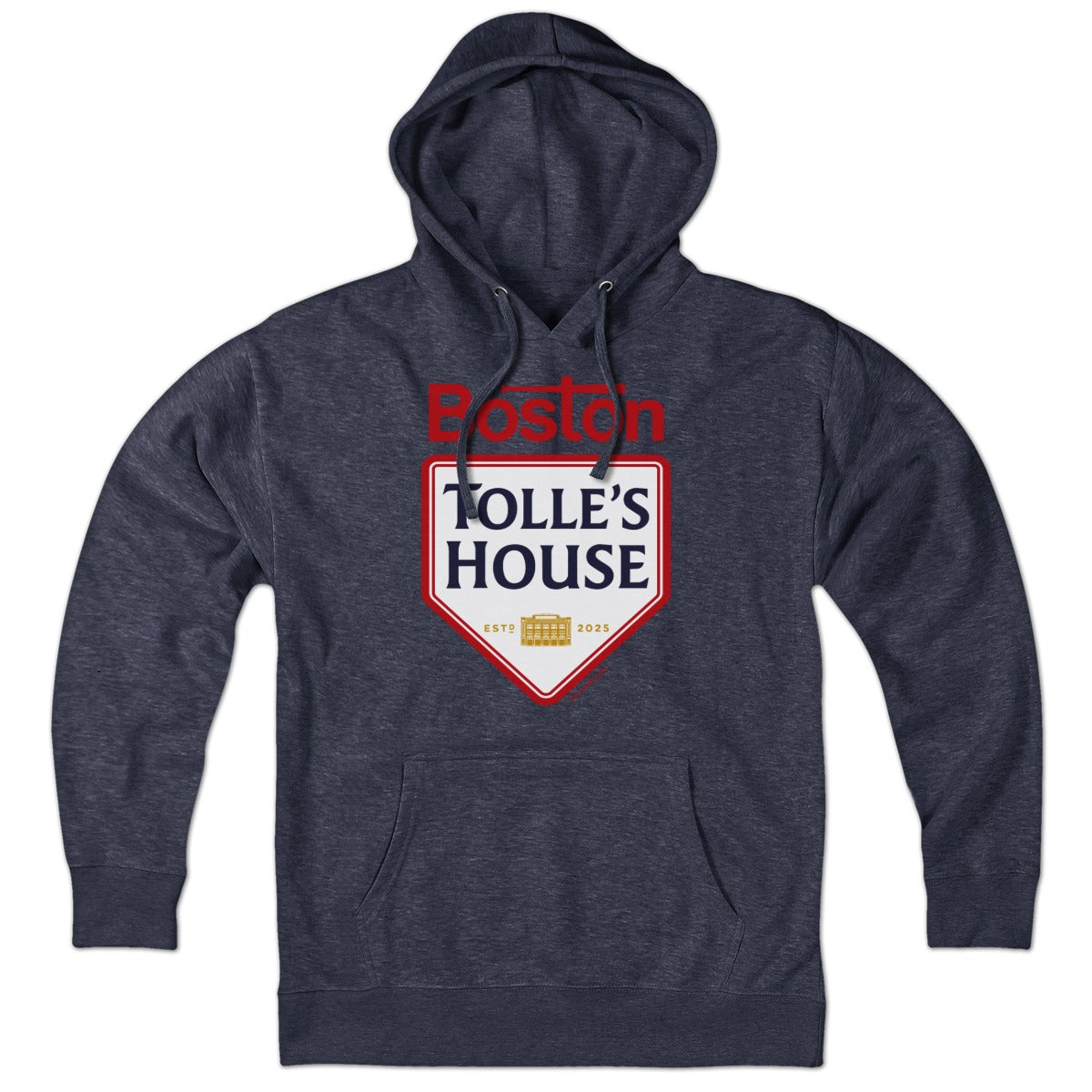 Hoodie in Heather Blue with Tolle's House Boston Baseball #70 graphic