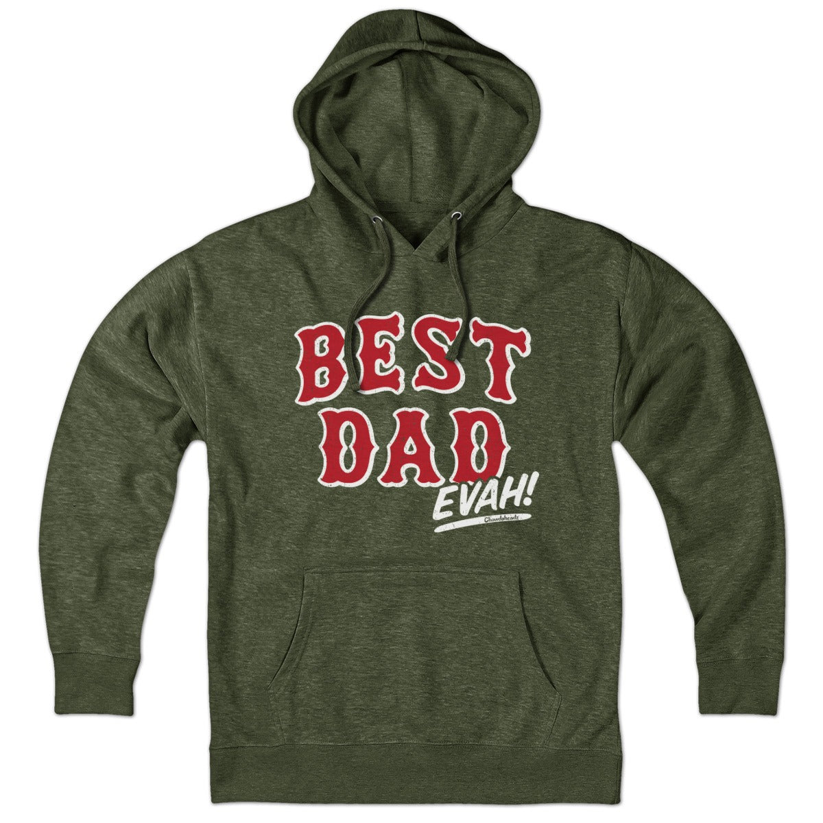 Best Dad Evah Home Team Baseball hoodie in military green — Boston baseball dad hoodie