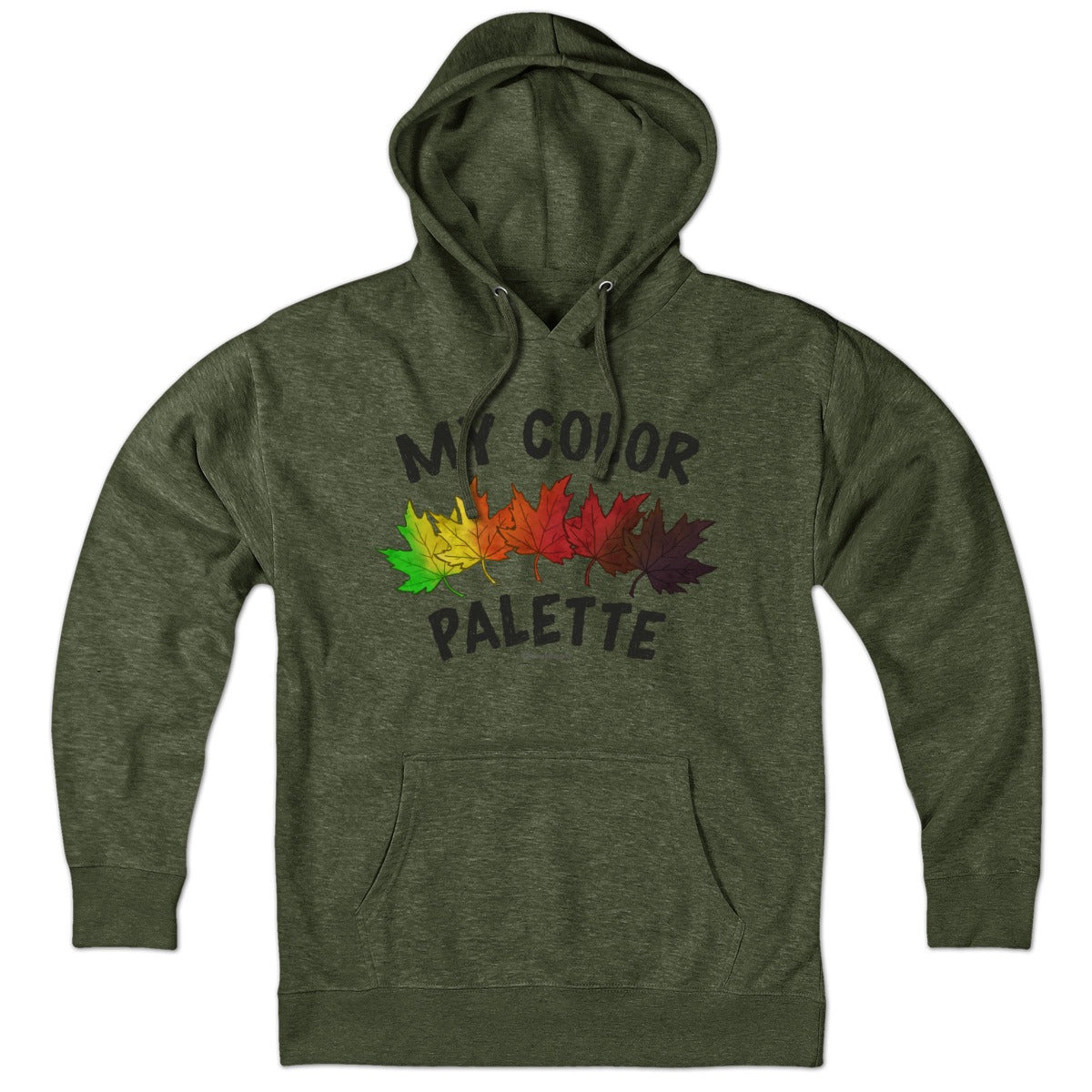 Hoodie in Military Green with My Color Palette New England weather graphic