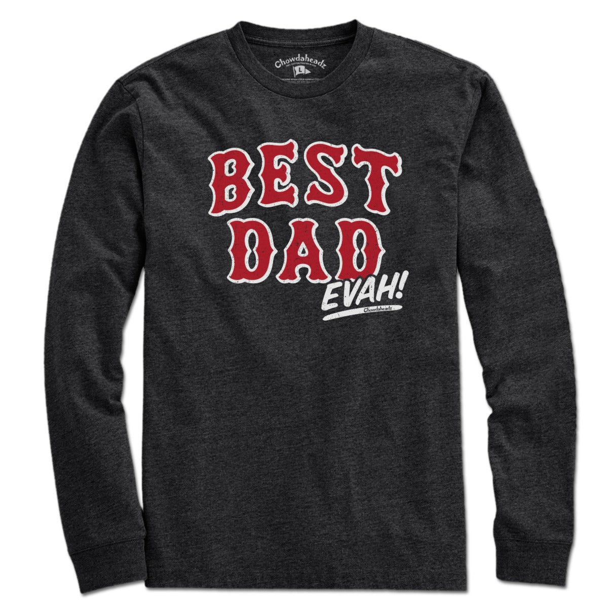 Best Dad Evah Home Team Baseball long sleeve t-shirt in charcoal — Father's Day baseball long sleeve