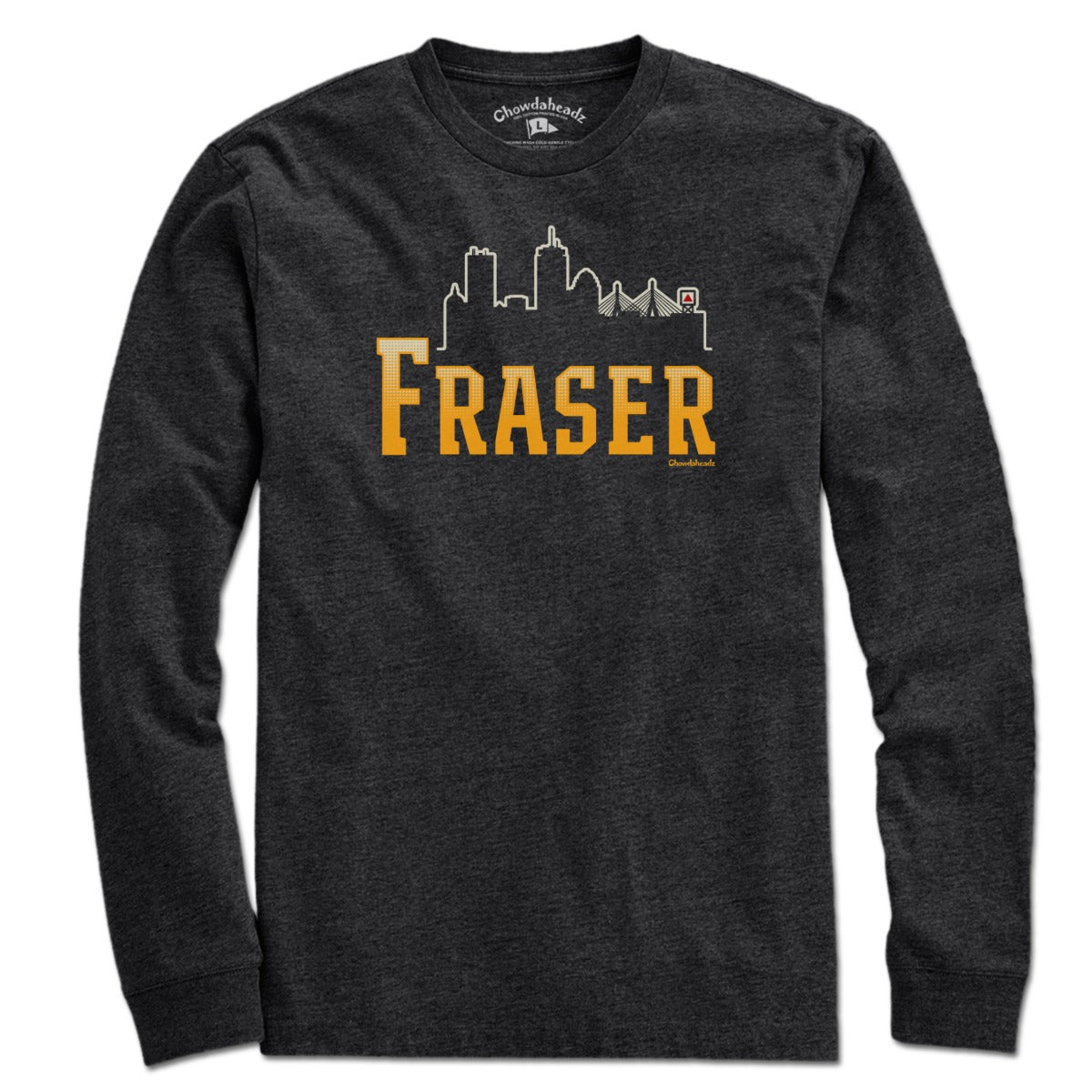 Fraser Boston Skyline Logo Long Sleeve in Charcoal featuring iconic Hub skyline design
