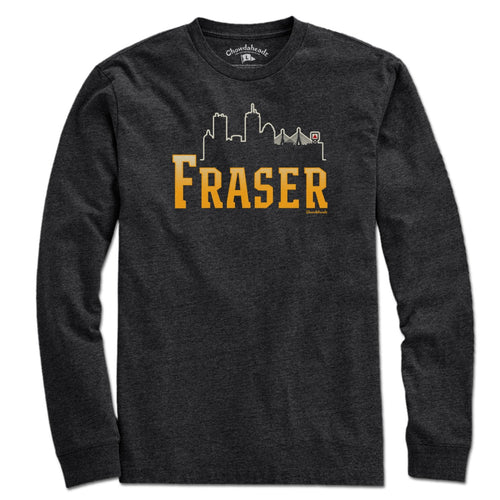 Fraser Boston Skyline Logo Long Sleeve in Charcoal featuring iconic Hub skyline design