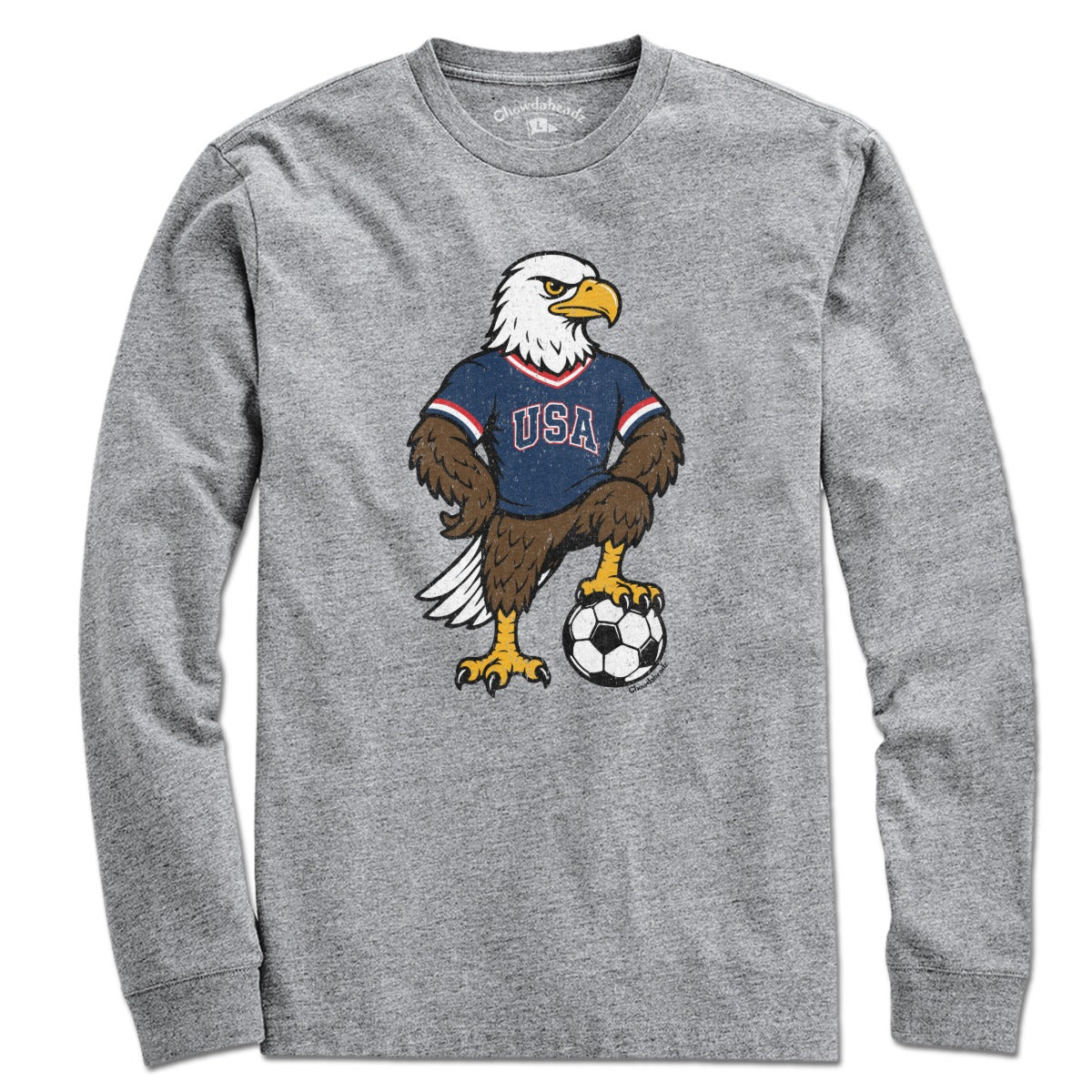 Long Sleeve in Gray with USA Soccer Eagle Mascot graphic