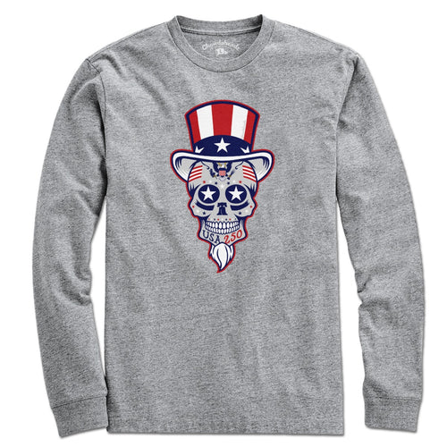 Long Sleeve in Gray with Uncle Sam Patriotic Dead Head graphic