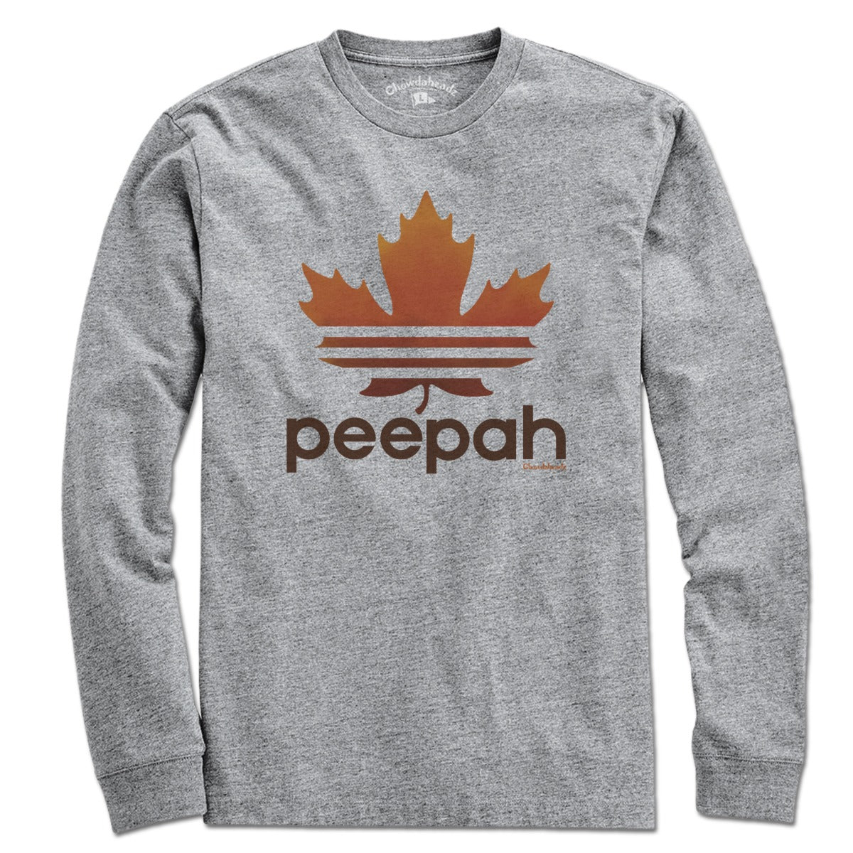Long Sleeve in Gray with Leaf Peepah New England fall foliage graphic
