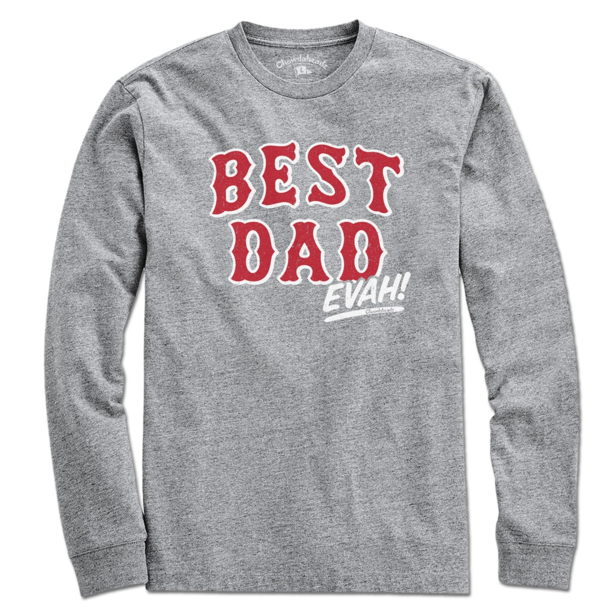 Best Dad Evah Home Team Baseball long sleeve t-shirt in gray — Father's Day baseball long sleeve
