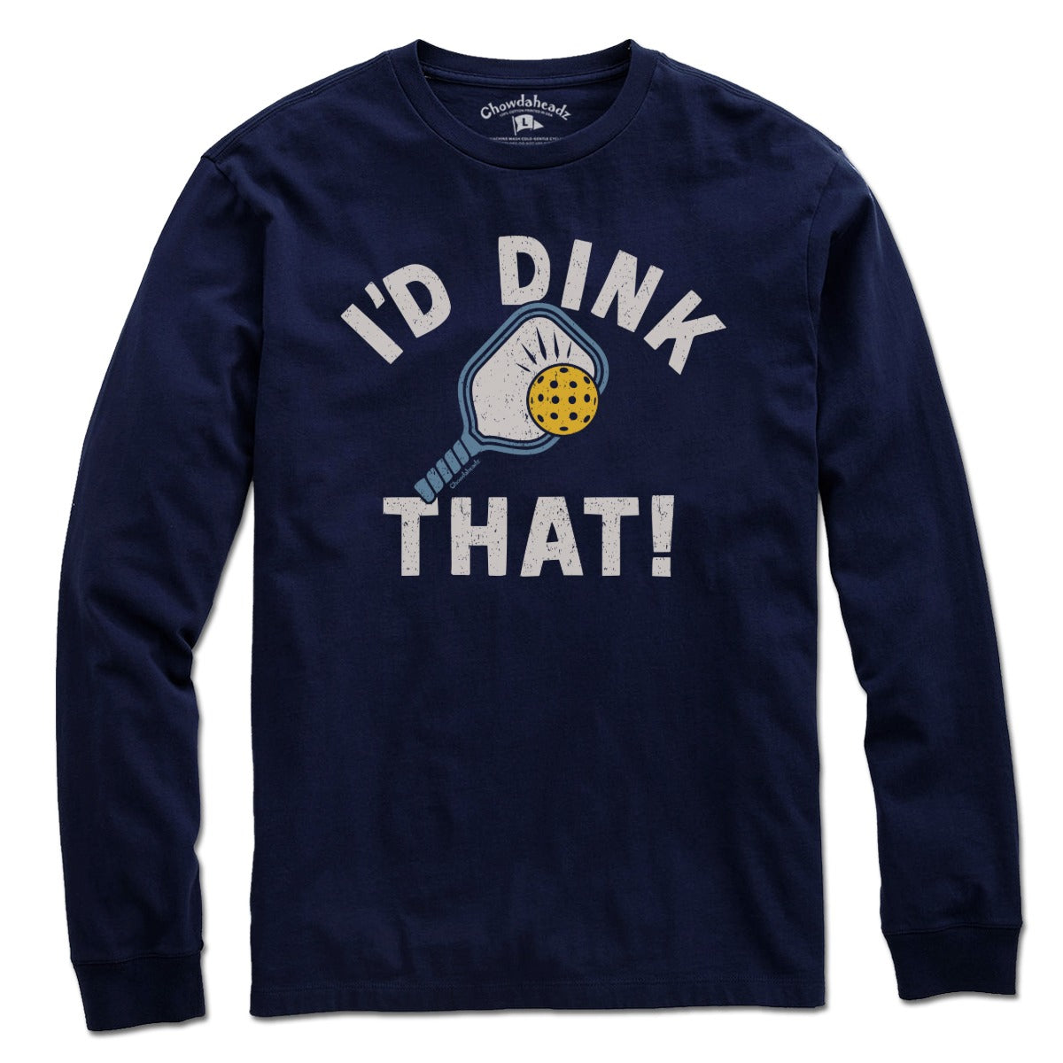 I'd Dink That pickleball long sleeve t-shirt in navy — pickleball long sleeve