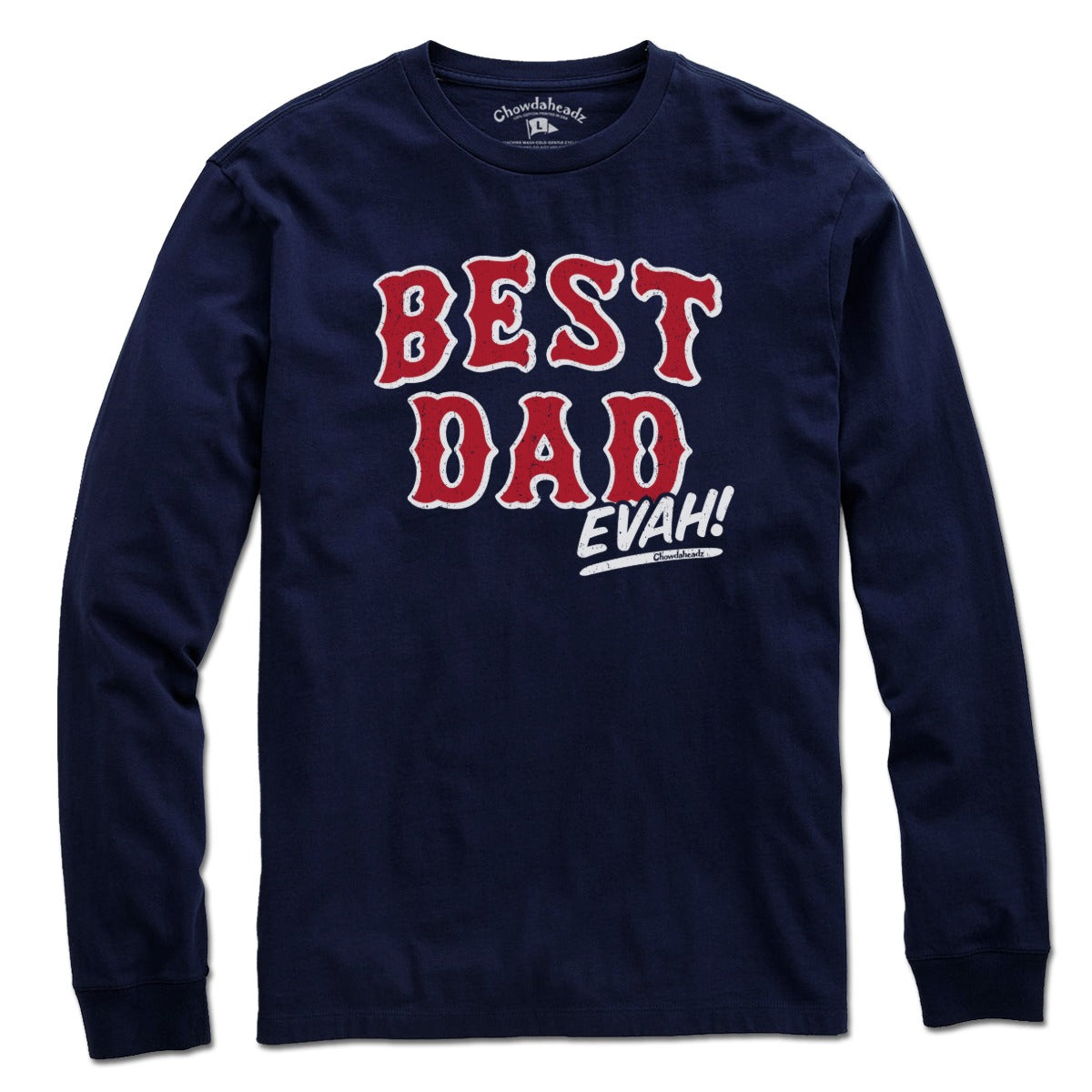 Best Dad Evah Home Team Baseball long sleeve t-shirt in navy — Father's Day baseball long sleeve