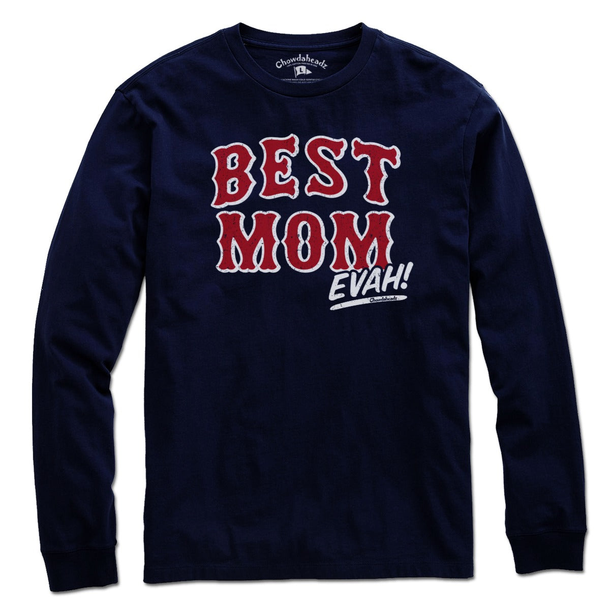 Long Sleeve Best Mom Evah Home Team baseball t-shirt in Navy