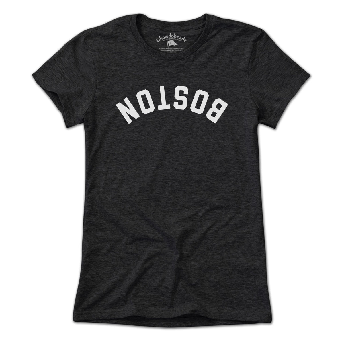 Upside Down Arch women’s t-shirt in charcoal — Boston flipped arch ladies tee