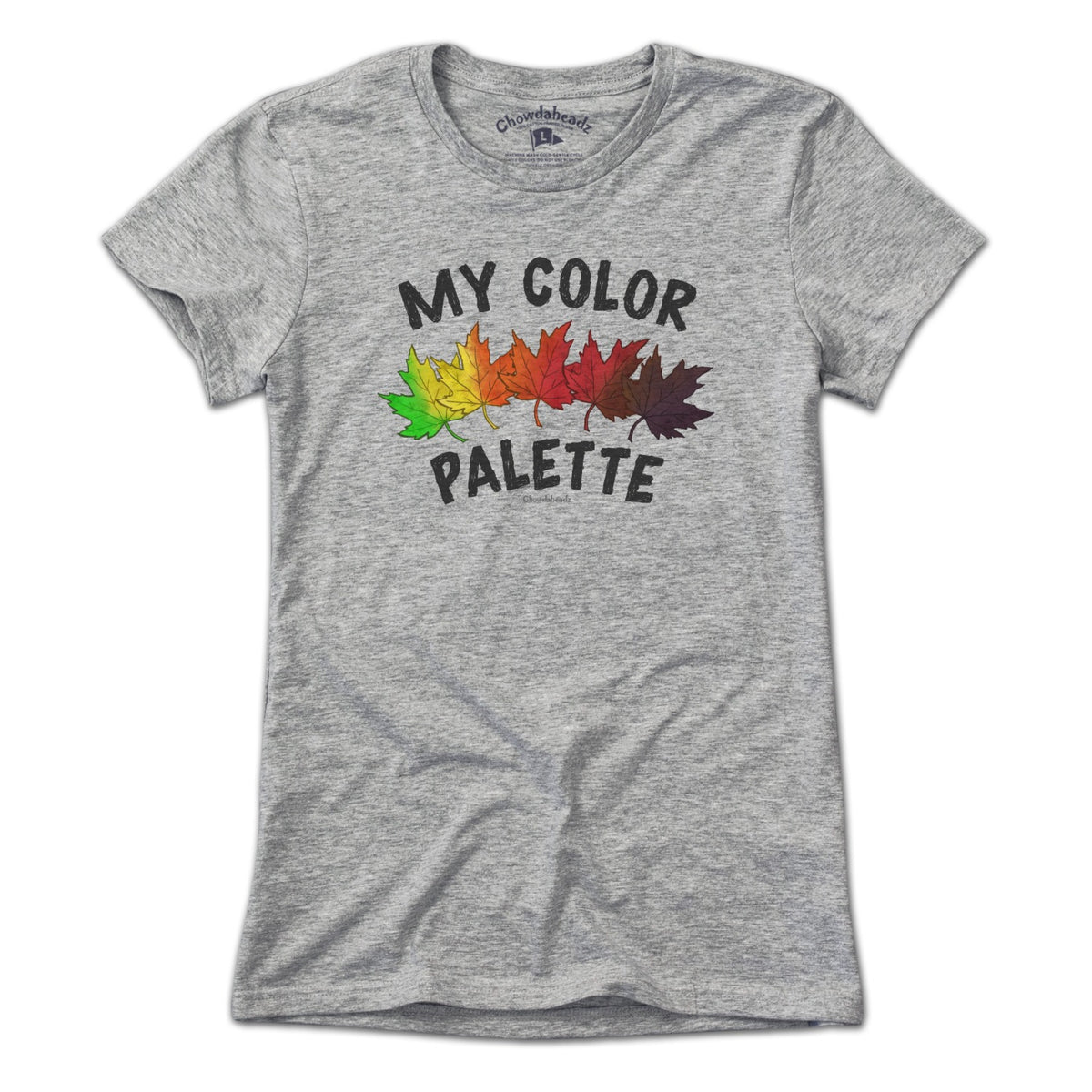 Ladies Tee in Gray with My Color Palette New England weather graphic